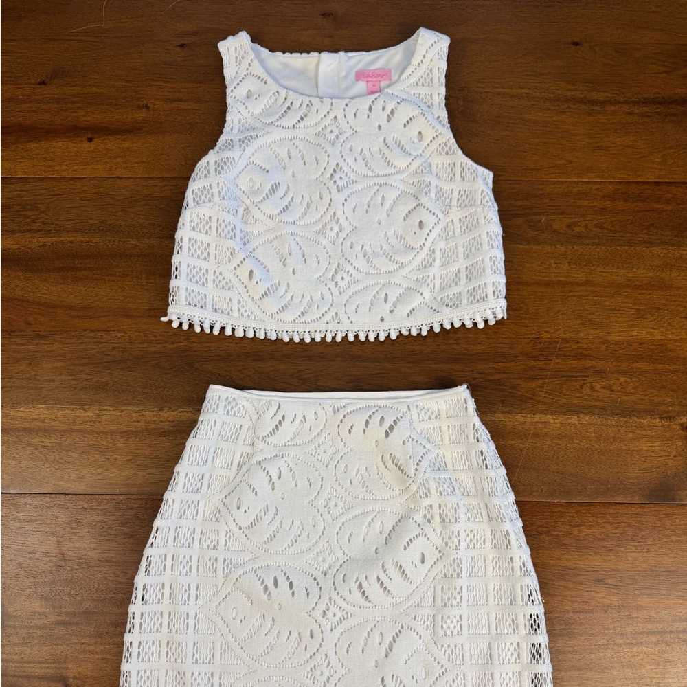 Lilly Pulitzer White Lace Crop Set